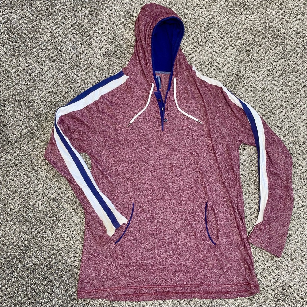 Company Eighty One Maroon and Navy Blue Hoodie Mens Size Extra Large